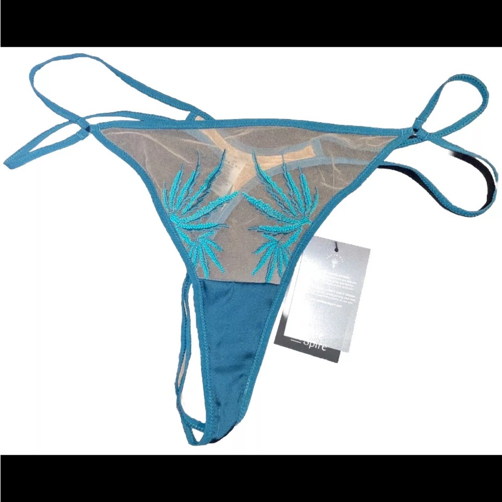 NEW Thistle And Spire Brooklyn Haze Thong Sheer Emerald Biscotti 2x